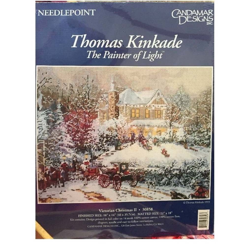 Thomas KinKade Needle Point Kit Victorian Christmas 30858 holiday magic sealed